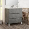 Cosyneo Meuble sous vasque seul, 3 tiroirs, 60cm, simple vasque - ciment (gris) - PALMA* Meuble Sous Lavabo