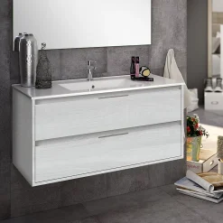 Cosyneo Meuble sous vasque seul, 2 tiroirs, 100cm, simple vasque - hibernian (bois blanchi) - IRIS* Meuble Sous Lavabo