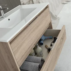 Cosyneo Meuble sous vasque seul, 2 tiroirs, 100cm, simple vasque - hibernian (bois blanchi) - IRIS* Meuble Sous Lavabo