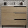 Cosyneo Meuble sous vasque seul, 3 tiroirs, 70cm, simple vasque - madera miel (chêne clair) - MATA