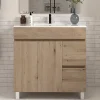 Cosyneo Meuble sous vasque seul, 2 tiroirs et 2 portes, 70cm, simple vasque - cambrian (chêne clair) - HARO