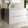Cosyneo Meuble sous vasque seul, 2 tiroirs, 80cm, simple vasque - blanc laqué - IRIS