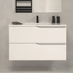 Cosyneo Meuble sous vasque seul, 2 tiroirs, 70cm, simple vasque - blanc mat - LUNA* Meuble Sous Lavabo