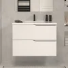Cosyneo Meuble sous vasque seul, 2 tiroirs, 60cm, simple vasque - blanc mat - LUNA* Meuble Sous Lavabo