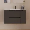Cosyneo Meuble sous vasque seul, 2 tiroirs et 1 porte, 80cm, vasque centrée - noir - ZARZA* Meuble Sous Lavabo