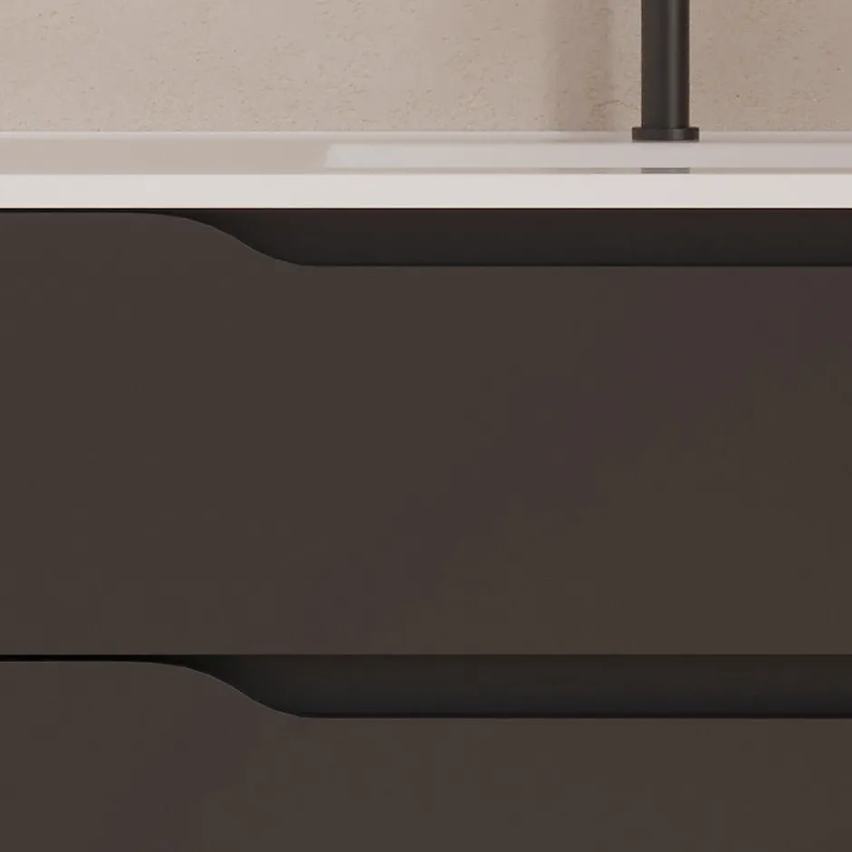 Cosyneo Meuble sous vasque seul, 2 tiroirs et 1 porte, 80cm, vasque centrée - noir - ZARZA* Meuble Sous Lavabo