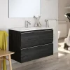 Cosyneo Meuble sous vasque seul, 2 tiroirs, 70cm, simple vasque - ebony (bois noir) - BALEA* Meuble Sous Lavabo