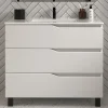 Cosyneo Meuble sous vasque seul, 3 tiroirs, 80cm, simple vasque - blanc mat - MATA* Meuble Sous Lavabo