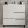 Cosyneo Meuble sous vasque seul, 3 tiroirs, 60cm, simple vasque - blanc mat - MATA* Meuble Sous Lavabo