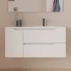 Cosyneo Meuble sous vasque seul, 2 tiroirs et 1 porte, 100cm, vasque déportée droite - blanc mat - ZARZA