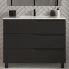 Cosyneo Meuble sous vasque seul, 3 tiroirs, 60cm, simple vasque - noir - MATA