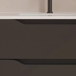 Cosyneo Meuble sous vasque seul, 2 tiroirs et 1 porte, 100cm, vasque déportée gauche - noir - ZARZA