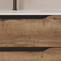 Cosyneo Meuble sous vasque seul, 2 tiroirs et 1 porte, 120cm, vasque déportée droite - tabaco (bois foncé) - ZARZA