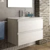 Cosyneo Meuble sous vasque seul, 2 tiroirs, 80cm, simple vasque - hibernian (bois blanchi) - BALEA* Meuble Sous Lavabo