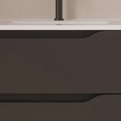 Cosyneo Meuble sous vasque seul, 2 tiroirs et 1 porte, 80cm, vasque déportée droite - noir - ZARZA