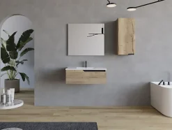 Cosyneo Meuble sous vasque seul, 1 tiroir, 80cm, simple vasque - madera miel (chêne clair) - CADIX