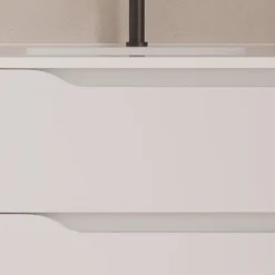 Cosyneo Meuble sous vasque seul, 2 tiroirs et 1 porte, 80cm, vasque déportée gauche - blanc mat - ZARZA* Meuble Sous Lavabo