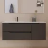 Cosyneo Meuble sous vasque seul, 2 tiroirs et 1 porte, 120cm, vasque déportée gauche - noir - ZARZA