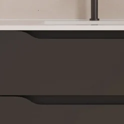 Cosyneo Meuble sous vasque seul, 2 tiroirs et 1 porte, 120cm, vasque déportée gauche - noir - ZARZA