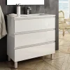 Cosyneo Meuble sous vasque seul, 3 tiroirs, 70cm, simple vasque - blanc laqué - PALMA