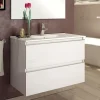 Cosyneo Meuble sous vasque seul, 2 tiroirs, 80cm, simple vasque - blanc laqué - BALEA