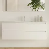 Cosyneo Meuble sous vasque seul, 2 tiroirs, 120cm, simple vasque - blanc mat - LUNA