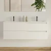 Cosyneo Meuble sous vasque seul, 2 tiroirs, 120cm, double vasque - blanc mat - LUNA* Meuble Sous Lavabo
