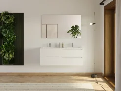 Cosyneo Meuble sous vasque seul, 2 tiroirs, 120cm, double vasque - blanc mat - LUNA* Meuble Sous Lavabo