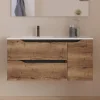 Cosyneo Meuble sous vasque seul, 2 tiroirs et 1 porte, 100cm, vasque déportée gauche - tabaco (bois foncé) - ZARZA