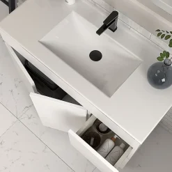 Cosyneo Meuble sous vasque seul, 2 tiroirs et 2 portes, 70cm, simple vasque - blanc brillant - HARO* Meuble Sous Lavabo