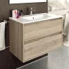 Cosyneo Meuble sous vasque seul, 2 tiroirs, 80cm, simple vasque - cambrian (chêne clair) - IRIS