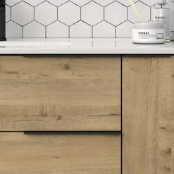 Cosyneo Meuble sous vasque seul, 2 tiroirs et 1 porte, 100cm, vasque déportée à gauche, roble (chêne clair) - KING* Meuble Sous Lavabo