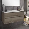 Cosyneo Meuble sous vasque seul, 2 tiroirs, 100cm, simple vasque - britannia (chêne foncé) - IRIS
