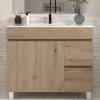 Cosyneo Meuble sous vasque seul, 2 tiroirs et 2 portes, 100cm, simple vasque - cambrian (chêne clair) - HARO* Meuble Sous Lavabo