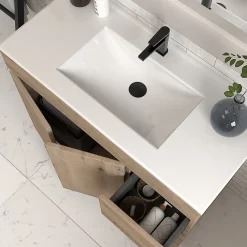 Cosyneo Meuble sous vasque seul, 2 tiroirs et 2 portes, 100cm, simple vasque - cambrian (chêne clair) - HARO* Meuble Sous Lavabo