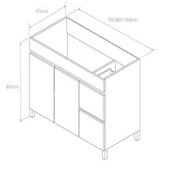 Cosyneo Meuble sous vasque seul, 2 tiroirs et 2 portes, 100cm, simple vasque - cambrian (chêne clair) - HARO* Meuble Sous Lavabo