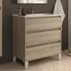 Cosyneo Meuble sous vasque seul, 3 tiroirs, 80cm, simple vasque - cambrian (chêne clair) - TIRIS