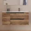 Cosyneo Meuble sous vasque seul, 2 tiroirs et 1 porte, 100cm, vasque déportée droite - tabaco (bois foncé) - ZARZA* Meuble Sous Lavabo