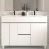 Cosyneo Meuble sous vasque seul, 2 tiroirs et 4 portes, 120cm, simple vasque - blanc brillant - HARO* Meuble Sous Lavabo