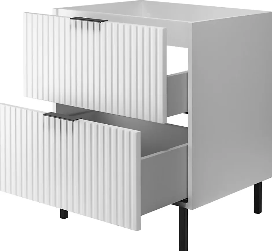 Furnidea Meuble sous vasque sur pieds FLOW blanc 60 cm* Meuble Sous Lavabo