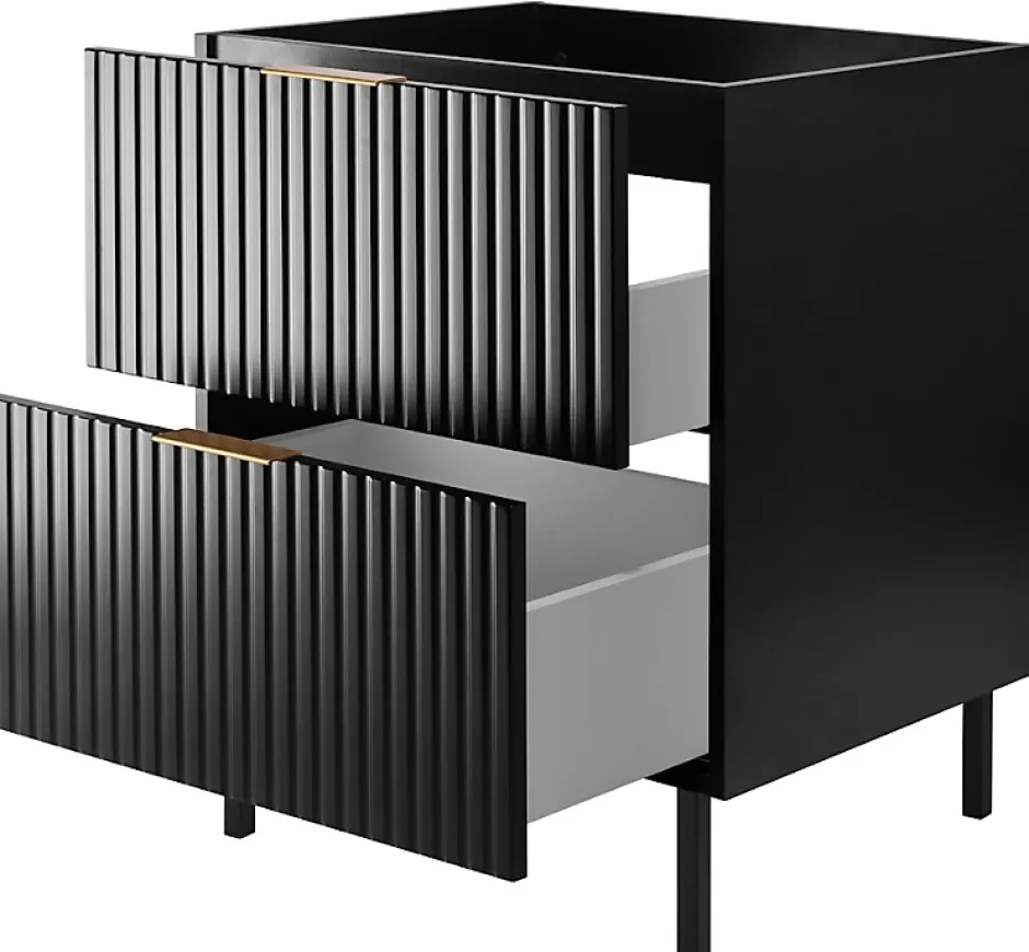 Furnidea Meuble sous vasque sur pieds FLOW noir 60 cm