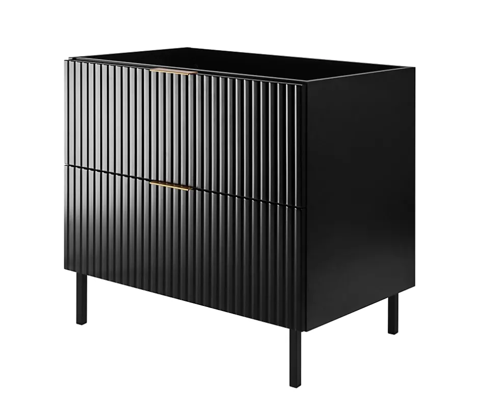 Furnidea Meuble sous vasque sur pieds FLOW noir 80 cm