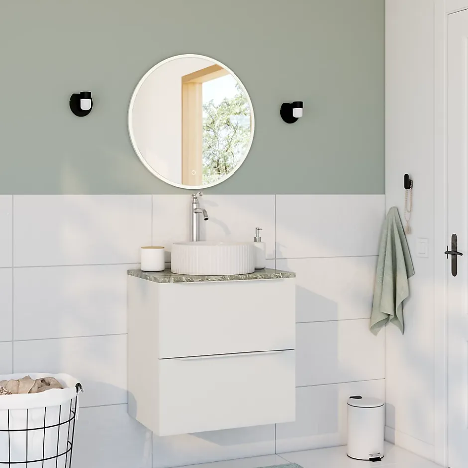 GoodHome Meuble sous vasque suspendu blanc mat l.60 x H.60 x P.45 cm, Imandra