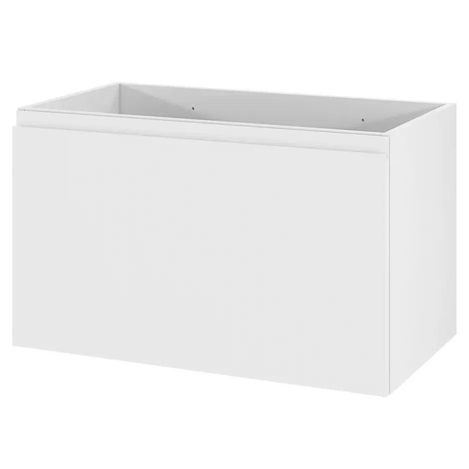 GoodHome Meuble sous vasque suspendu blanc mat 2 tiroirs l.80 x H.48 x P.45 cm Levanna* Meuble Sous-Vasque