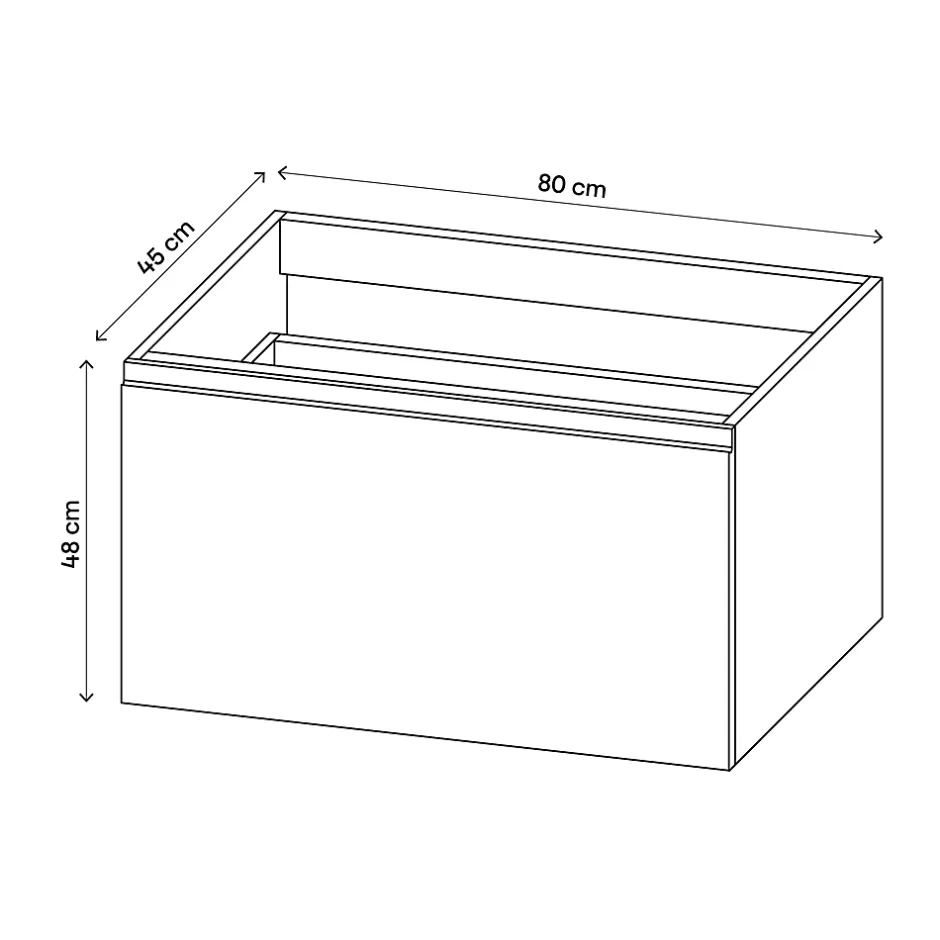 GoodHome Meuble sous vasque suspendu blanc mat 2 tiroirs l.80 x H.48 x P.45 cm Levanna* Meuble Sous-Vasque