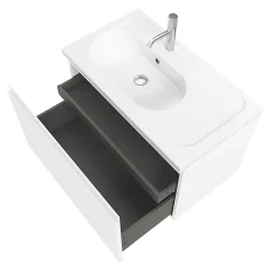 GoodHome Meuble sous vasque suspendu blanc mat 2 tiroirs l.80 x H.48 x P.45 cm Levanna* Meuble Sous-Vasque