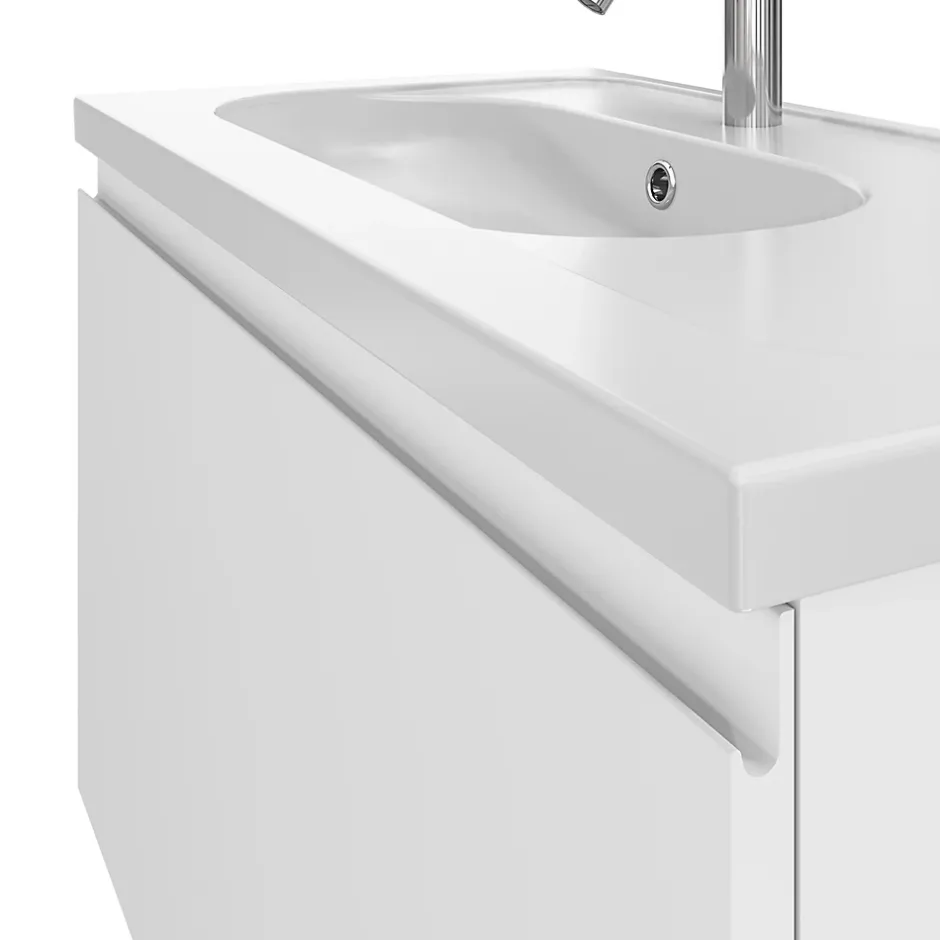 GoodHome Meuble sous vasque suspendu blanc mat 2 tiroirs l.80 x H.48 x P.45 cm Levanna* Meuble Sous-Vasque