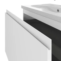 GoodHome Meuble sous vasque suspendu blanc mat 2 tiroirs l.80 x H.48 x P.45 cm Levanna* Meuble Sous-Vasque