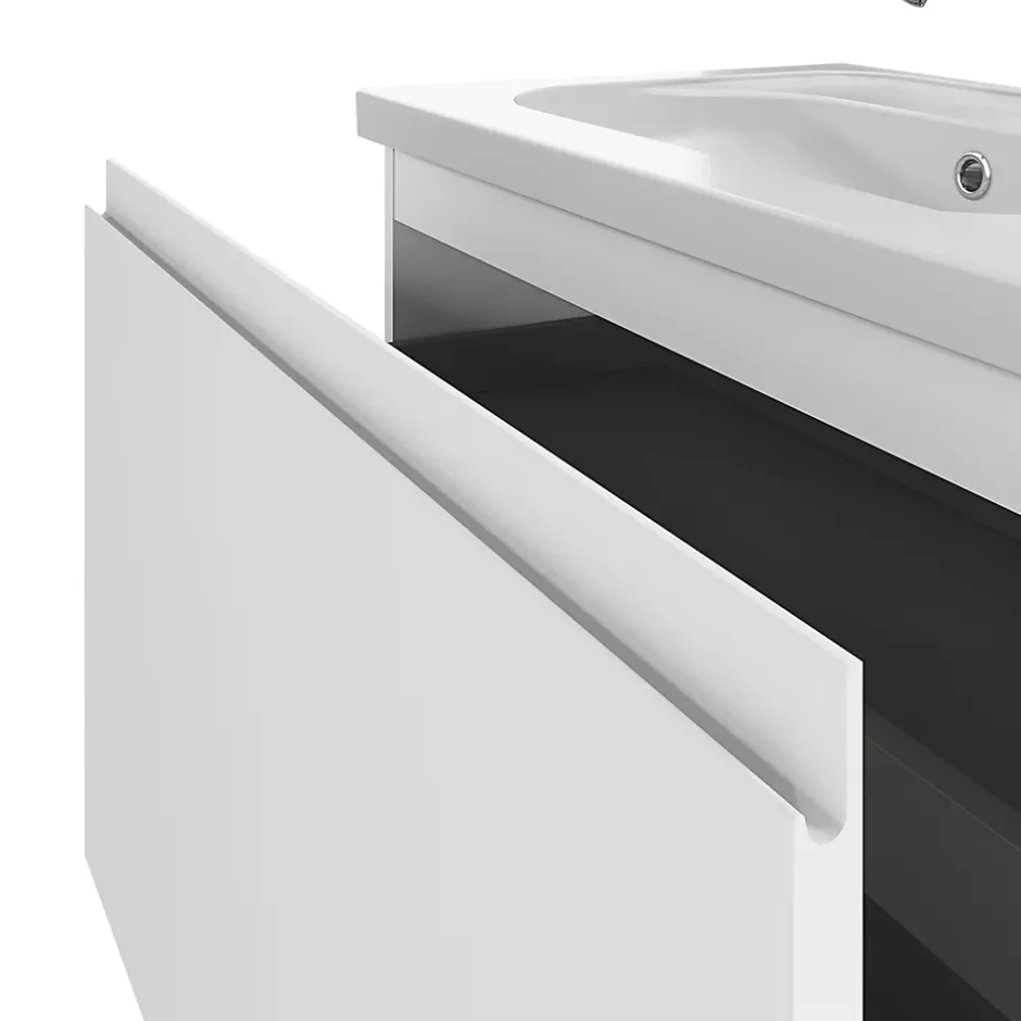 GoodHome Meuble sous vasque suspendu blanc mat 2 tiroirs l.80 x H.48 x P.45 cm Levanna* Meuble Sous-Vasque