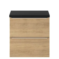 GoodHome Meuble sous vasque suspendu effet chêne l.60 x H.60 x P.45 cm, Imandra* Meuble Buanderie|Meuble Sous-Vasque